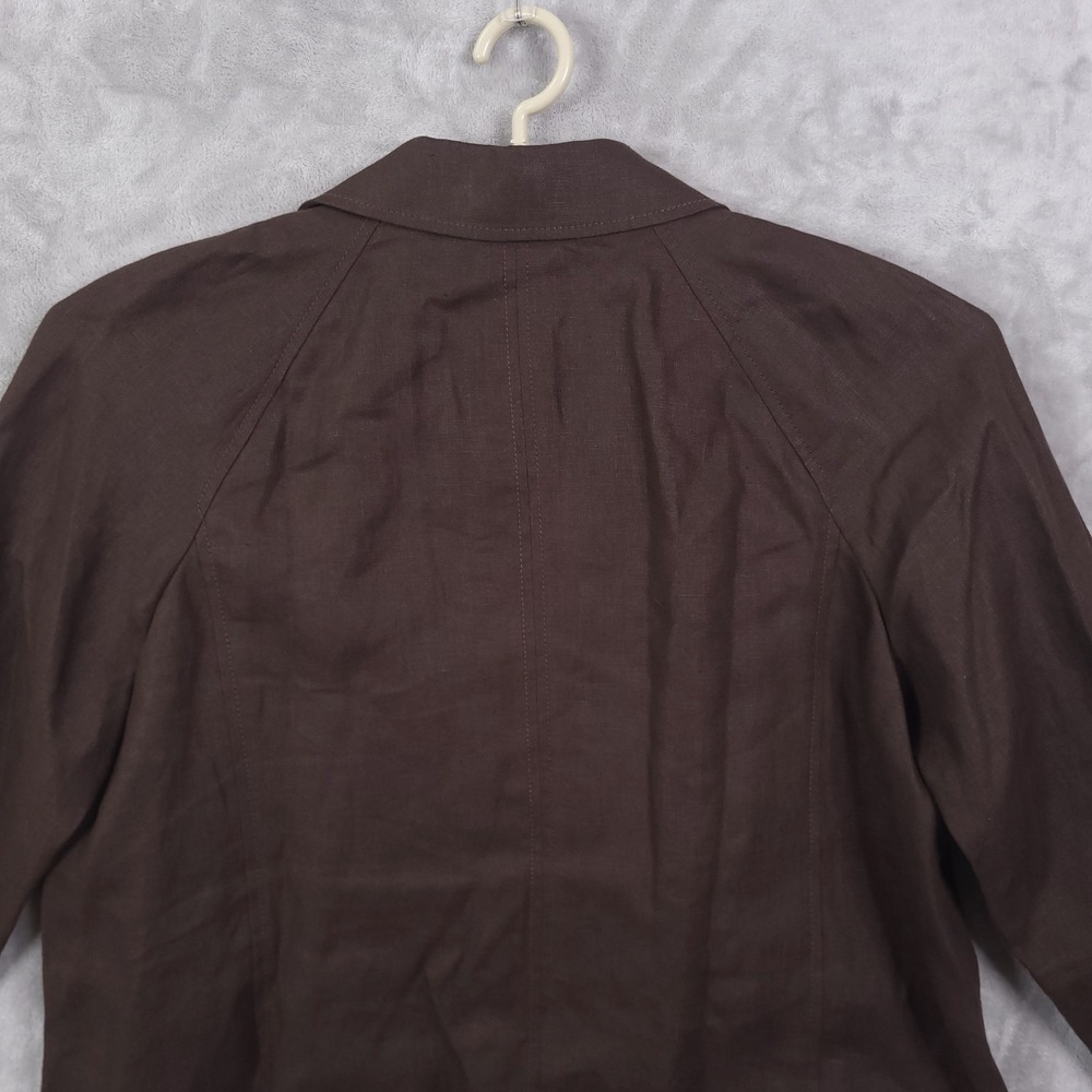 Talbots Pure Irish Linen Open Jacket Plus Size 1X Preppy Pockets Brown Pockets - Picture 10 of 12